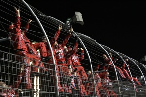 Tony Stewart's team climbs fence